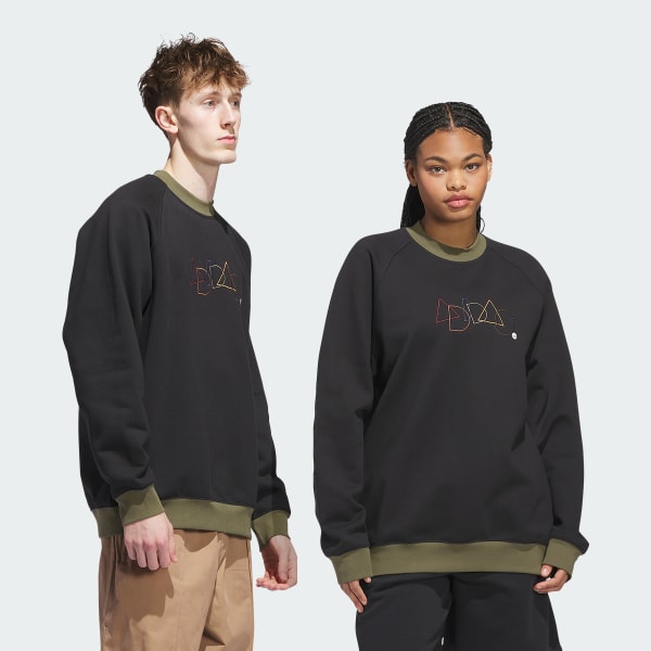 ブラック スケートボーディングの刺しゅう入りG クルーネックセーター