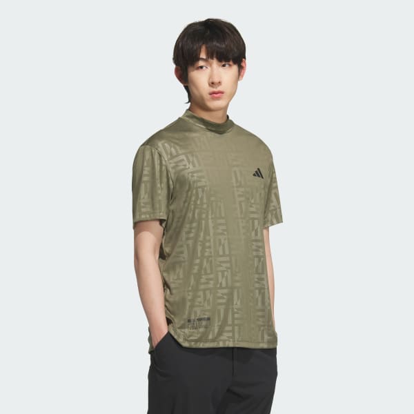 Green adidas Golf Emboss Short Sleeve Polo Shirt