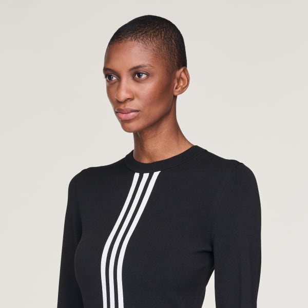 トップス Y-3 3 STRIPE PACKABLE LONG SLEEVE TEE M Y-3 Men's 3 Stripe Long sleeve T-shirt in Black/Off White Y-3