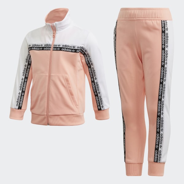 pink and white adidas tracksuit