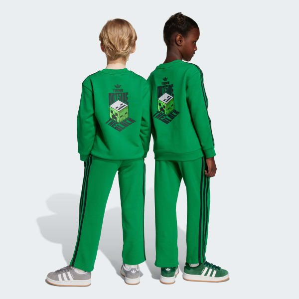 Green adidas Originals X Minecraft Crew Set Kids