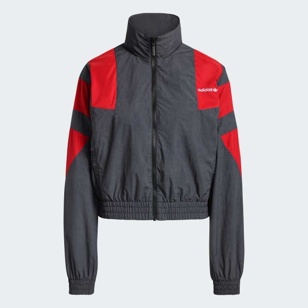 Black BLOCKED WASHED ZIPPED TRACK TOP