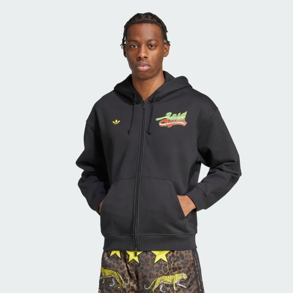 Negro Polerón adidas Originals Champions Cierre Frontal Estampado