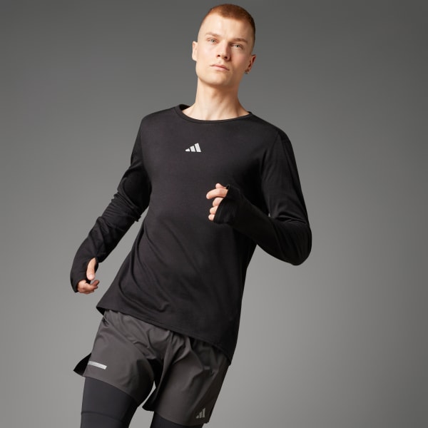 Negro Camiseta Ultimate Runner Conquer the Elements Lana Merino Manga Larga