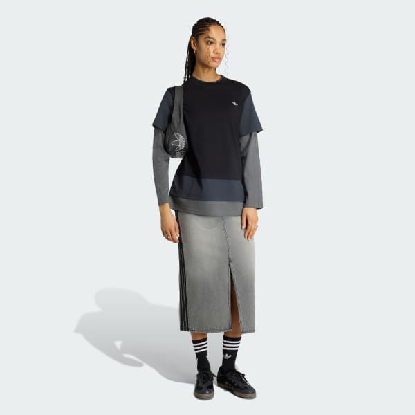 Preto CAMISETA FOLGADA DE MANGA LONGA PARA SER USADA EM CAMADAS