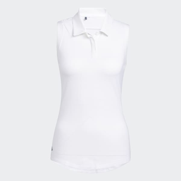 White Sleeveless Polo Shirt F7957