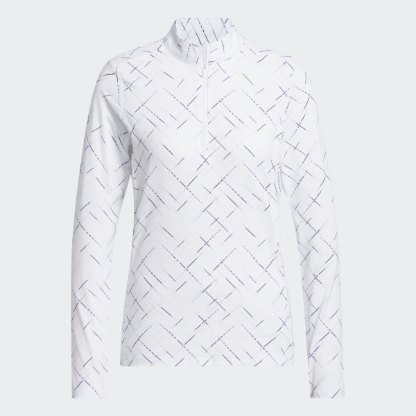 Putih Atasan Mock Neck Quarter Zip Bermotif Ultimate365