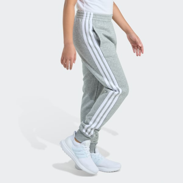 Grey Elastic Waistband 3-Stripe Heather Fleece Jogger
