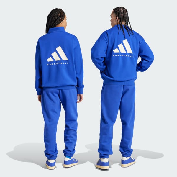 blauw adidas Basketball Fleece Joggingbroek