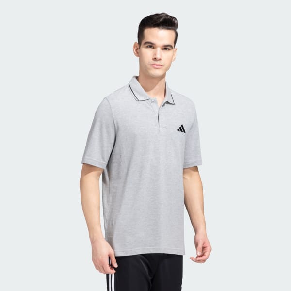 Grey Small Logo Pique Polo Shirt