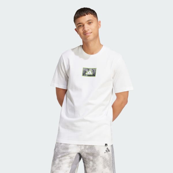 Gris Polera Camo Script Graphic