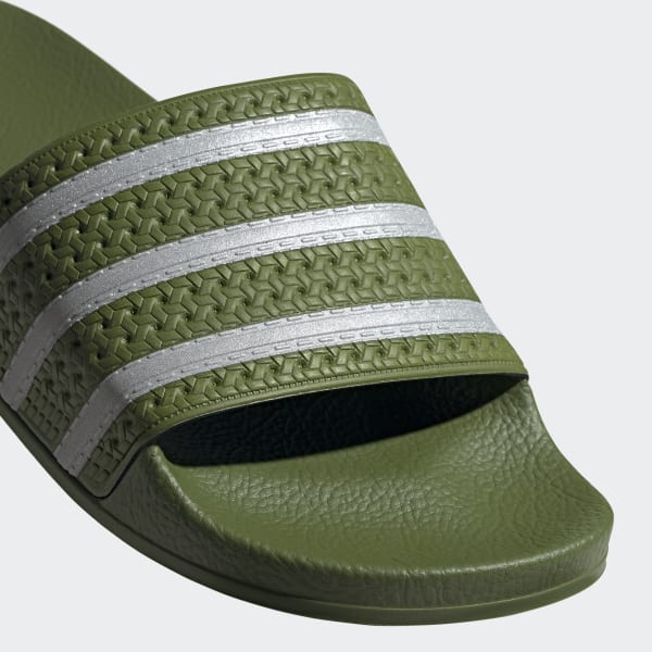 adidas green and white slides