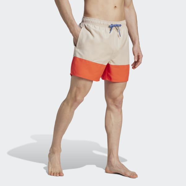 adidas Colorblock Swim Shorts Short Length - Beige | adidas India