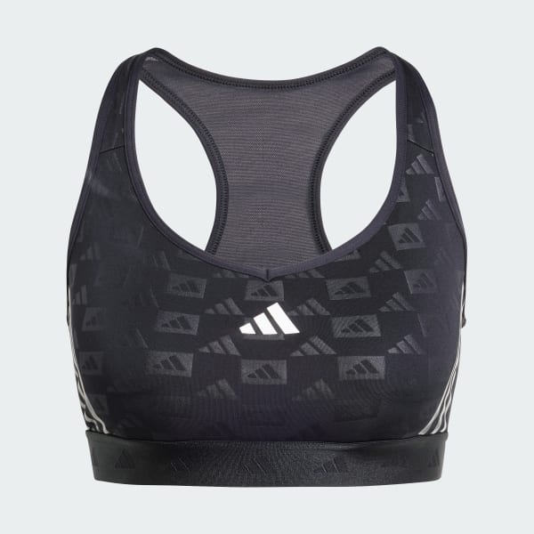adidas Powerreact Training Medium Support Hyperglam Emboss Bra Black Free Shipping with adiClub adidas US