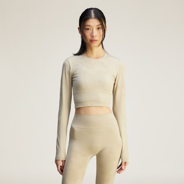 Beige adidas by Stella McCartney TrueStrength Seamless Long Sleeve Yoga Overdel