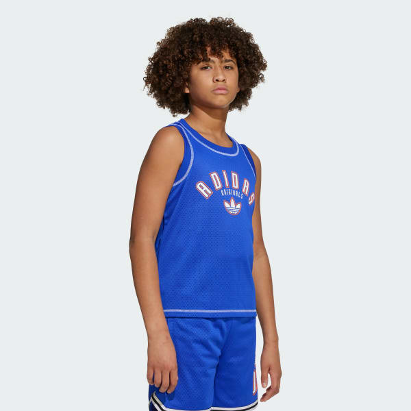 Azul Playera sin mangas de malla para niños