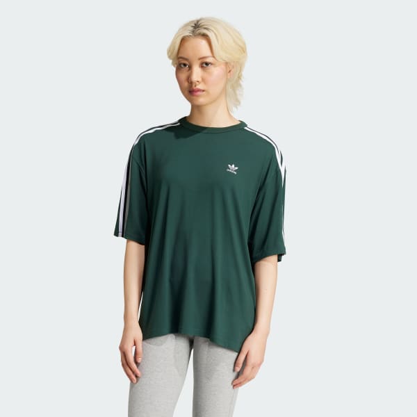 Green 3-Stripes Oversized Tee