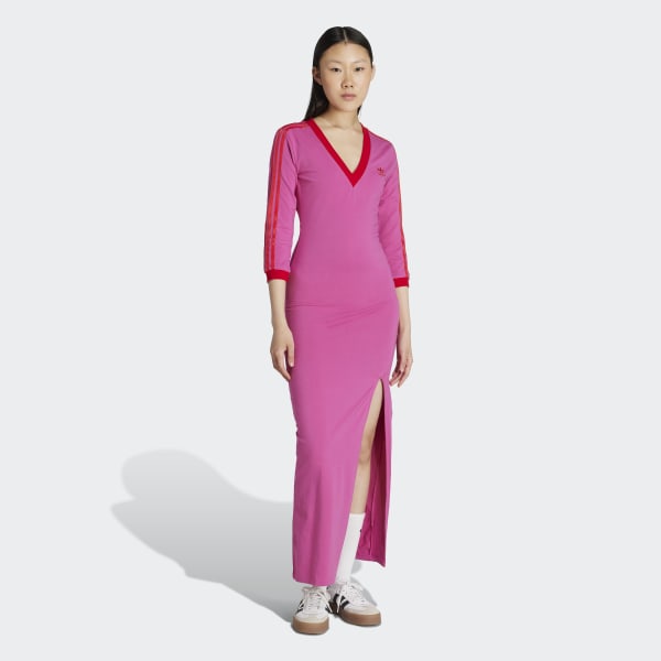 ☆Adidas☆Originals Adicolor 70s V-Neck Dress Pink Adidas Adicolor 70s V-Neck Dress - IK7860