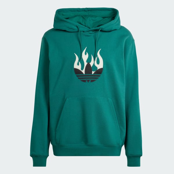 Verde Moletom Capuz Flames Logo