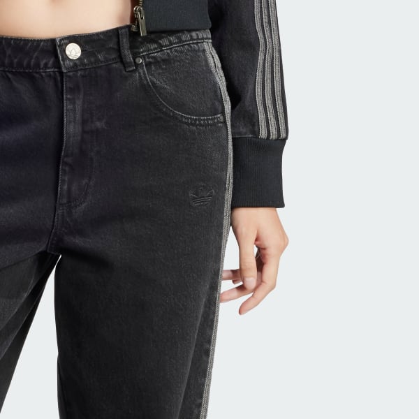 adidas Adicolor Denim 3-Stripes Track Pants - Black | Free