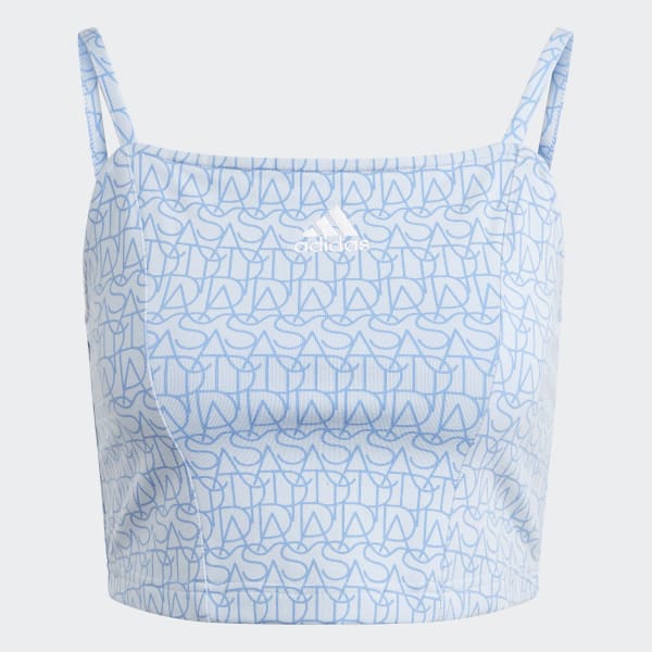 Blue Allover adidas Graphic Corset-Inspired Tank Top