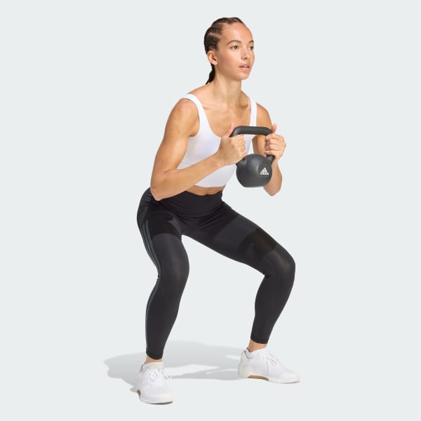 Svart Optime Workout 3-Stripes 7/8 Leggings