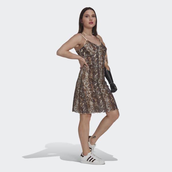 Beige Vestido Snake Mesh