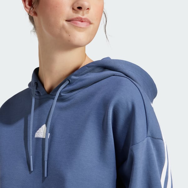 Adidas 3 stripes hoodie blue sale