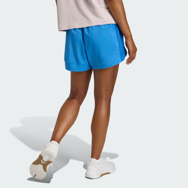 Bleu Short d'entraînement taille haute toile Pacer