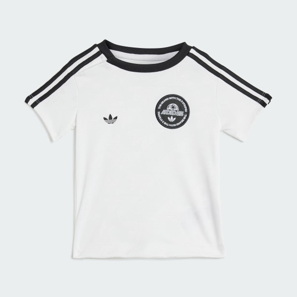 สีขาว เสื้อยืดและกางเกงขาสั้นสำหรับเด็ก