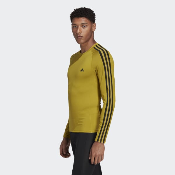 adidas Techfit 3-Stripes Training Long Sleeve Tee - Green | Men's Training  | adidas US