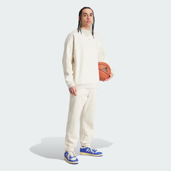 Bialy adidas Basketball Crew Sweatshirt