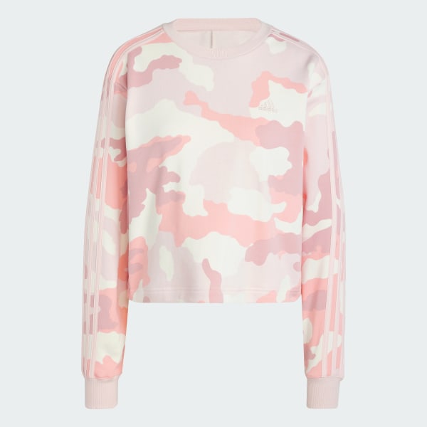 Essentials 3 Stripes Camo Print Cropped Sweatshirt