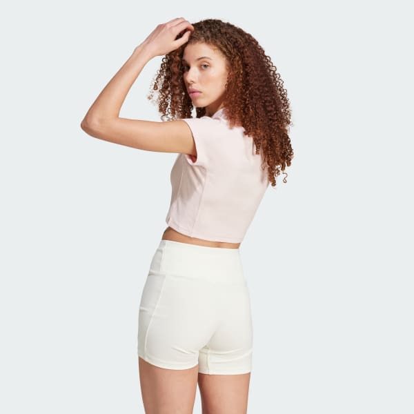 Rozowy Koszulka Lounge Ribbed Crop
