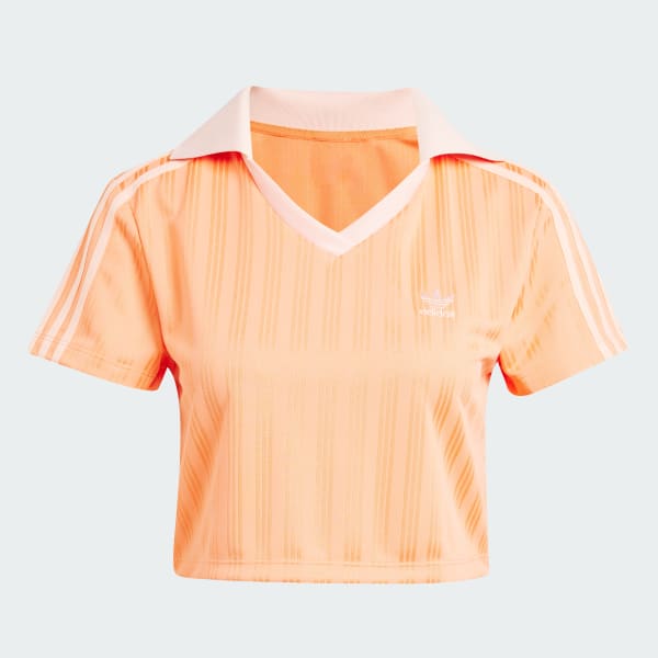Naranja Polo con cuello Adicolor Football Jacquard V-Neck Crop