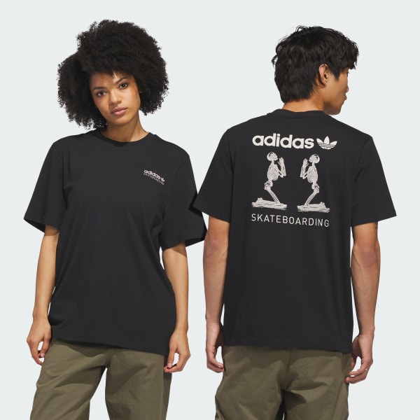 Preto T-SHIRT SKATEBOARDING SKELETONS