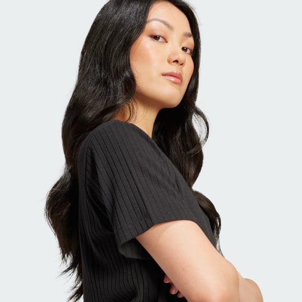 Black Essentials Wide Rib Tee