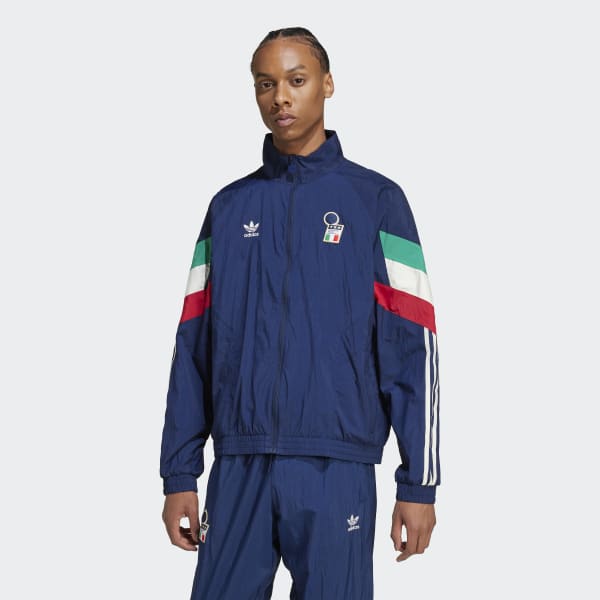 イタリア ジップアップジャージ 青 アディダス イタリア オリジナルス トラックトップ - ブルー