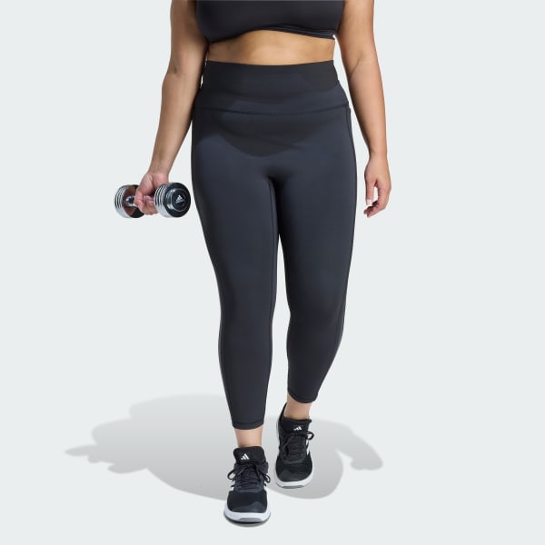 Sort Optime workout 3-stripes 7/8 plus size leggings