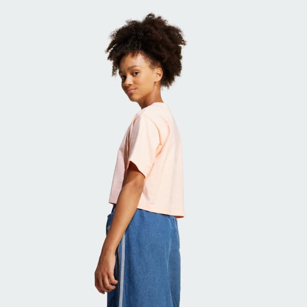 Rosa Remera corta holgada con logo extragrande