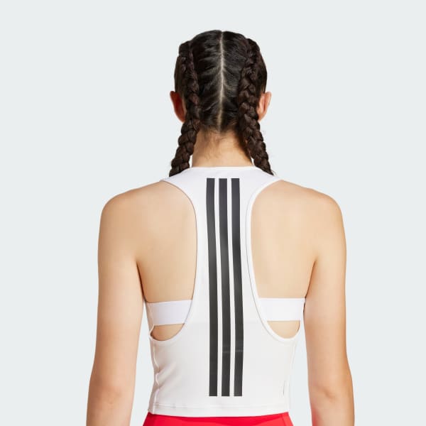 adidas Power 3-Stripes Racerback Bra Tank Top - White | Free