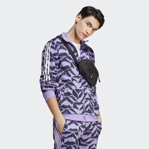 adidas Sportswear House Of Tiro 3 stripe track jacket in navy and purple