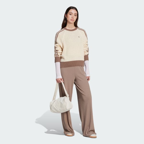 Branco Moletom Knitted Adicolor Crew