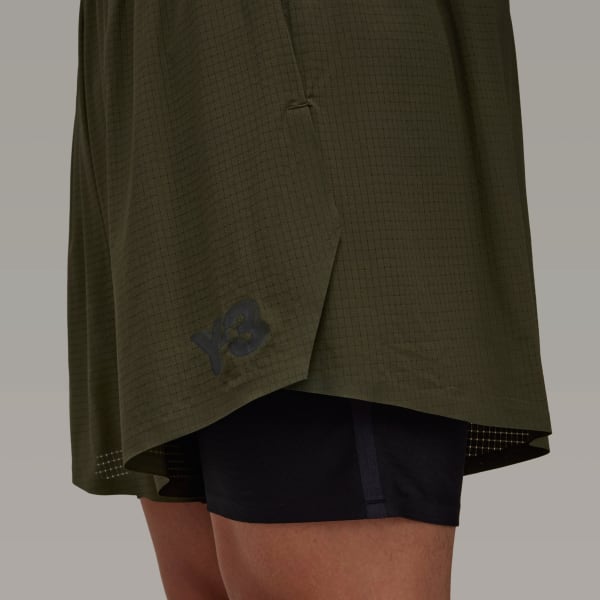 定価2.8万 Y-3 RUNNING SHORTS + TIGHTS Lサイズ adidas Y-3 Running Shorts with Tights - Green | Free