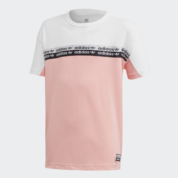 white and pink adidas t shirt