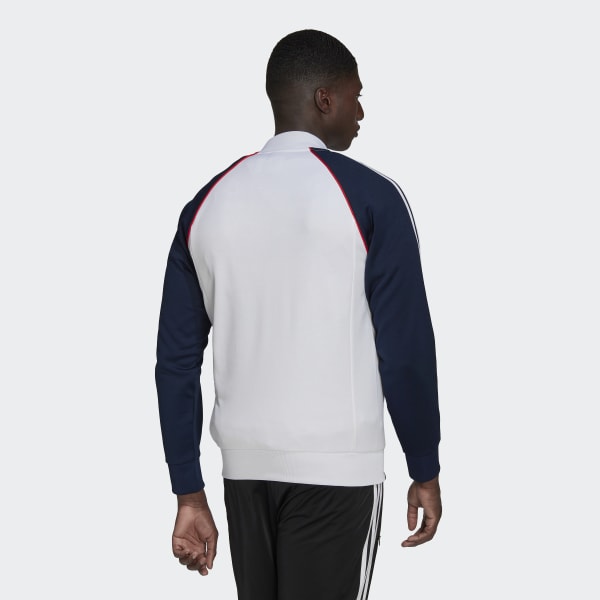 Adidas originals track jacket in white and navy hot sale