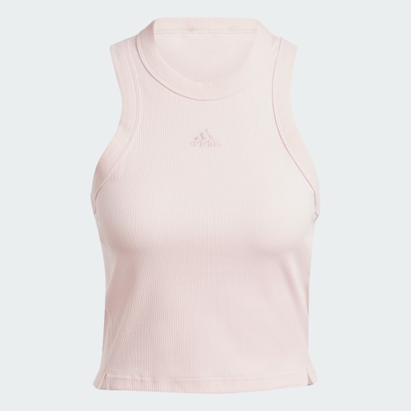 Pink Lounge Ribbed Crop Tank Top