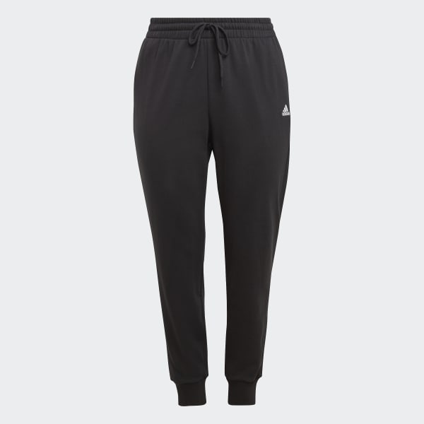 Black Essentials Linear French Terry Cuffed Pants (Plus Size)