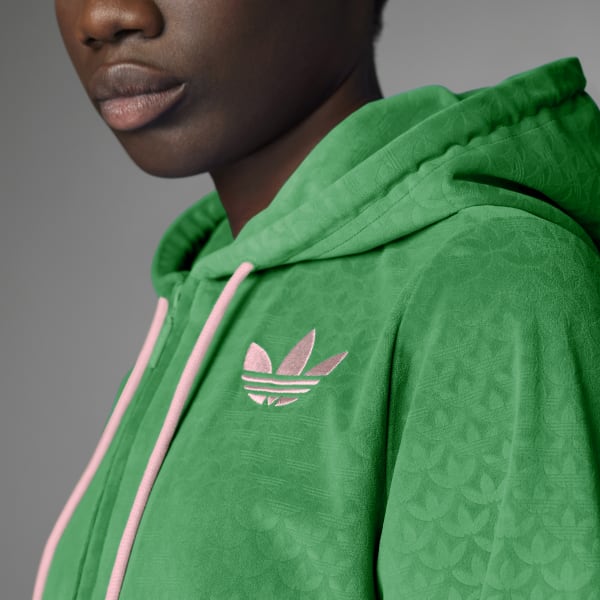 adidas Adicolor Heritage Now Velour Zip Hoodie - Green | Women's 