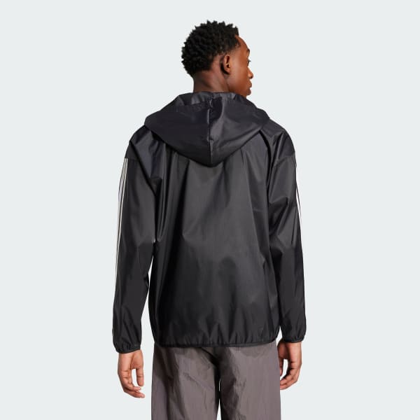 Black Essential 3-Stripes Ripstop Windbreaker